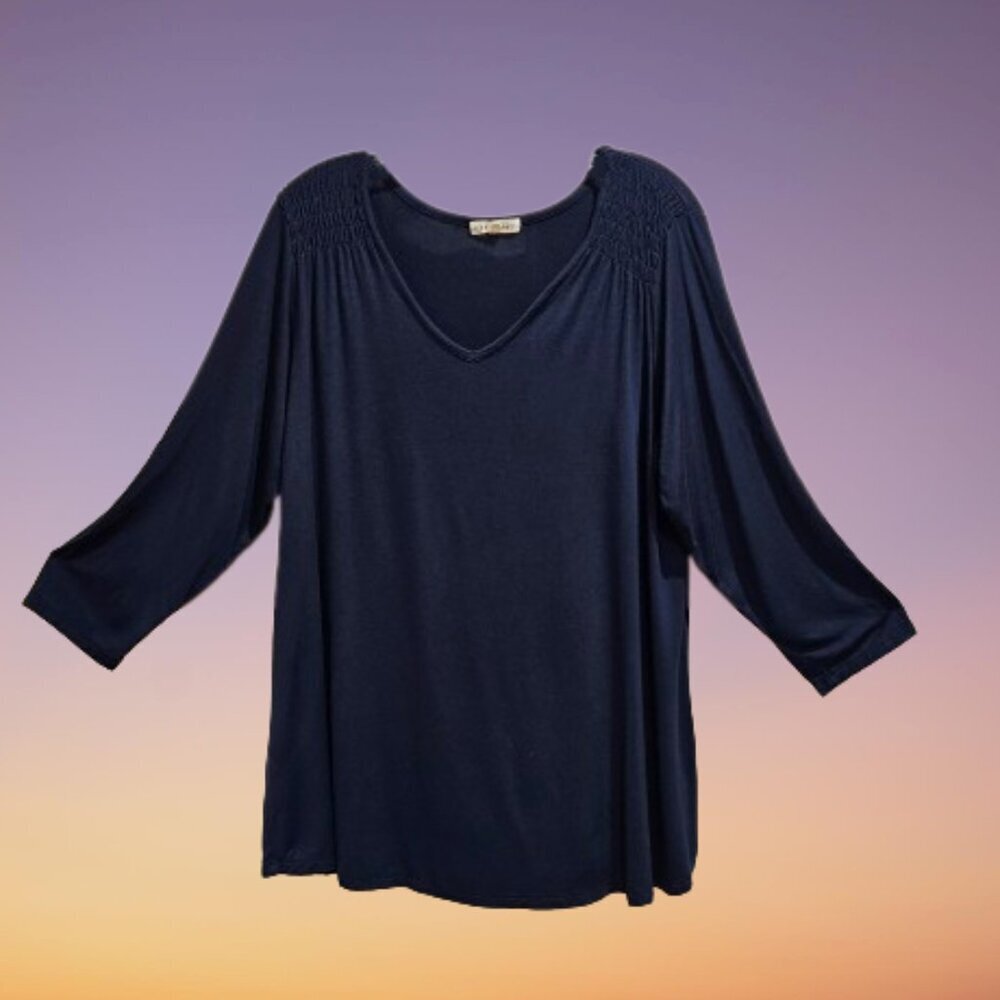 Retrology Sapphire Blue V-Neck Tunic - 1X